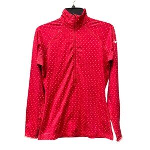 Nike Dri Fit Red Athletic Running Jacket Polka Dots MEDIUM